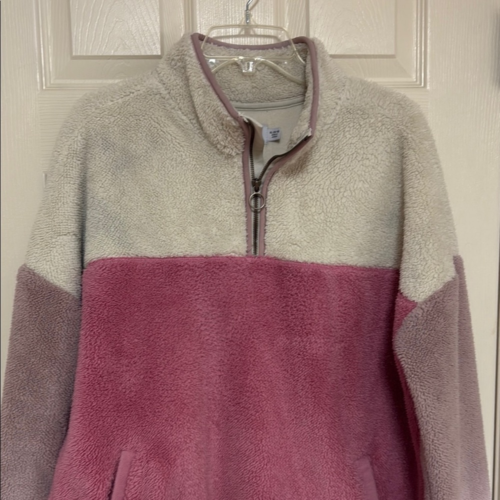 Time and Tru Pink, lavender and cream Teddy Jacket Cozy and Stylish - Picture 8 of 11